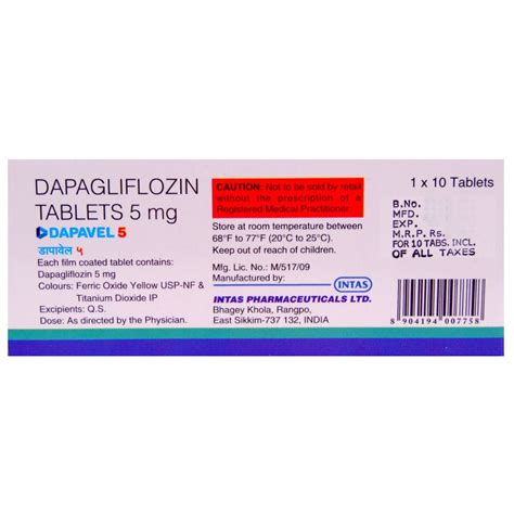 Dapavel 5 mg Tablet | Uses, Side Effects, Price | Apollo Pharmacy