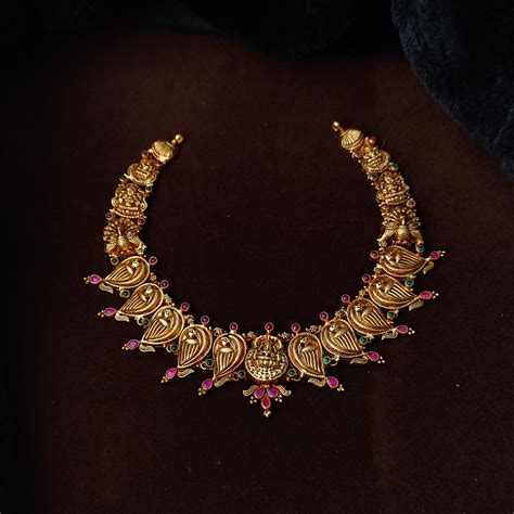 925 Silver Gold Plated Traditional Nakshi Necklace -5604