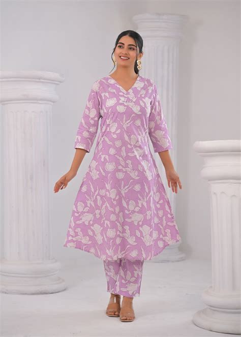 SASHA LILY PRINTED COTTON KURTA PANT SET – Autumn Lane Clothing