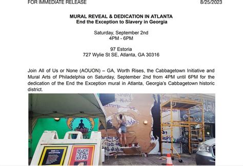 MURAL REVEAL & DEDICATION IN ATLANTA- End the Exception to Slavery in ...