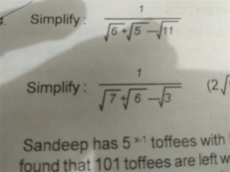 Simplify 1/root 7+root 6-root 3 - Brainly.in