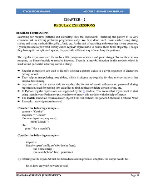 Regular Expressions - CHAPTER – 2 REGULAR EXPRESSIONS REGULAR ...