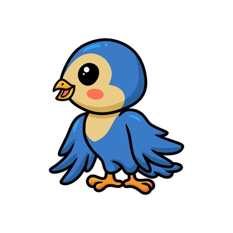 Cute little blue bird cartoon standing 11953913 Vector Art at Vecteezy