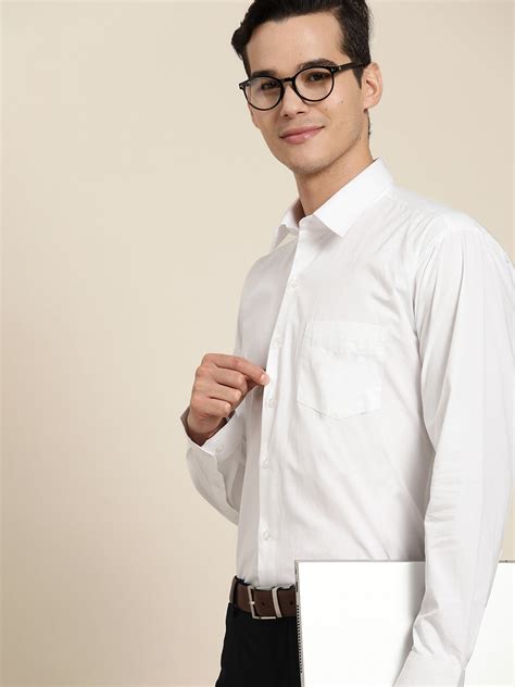 Hancock Men White Solid Pure Cotton Slim Fit Formal Shirt