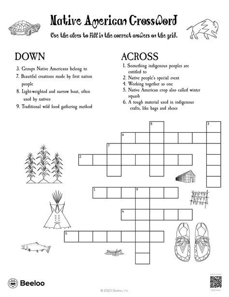 Indigenous People's Day-themed Crossword Puzzles • Beeloo Printable ...