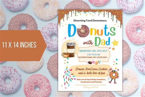EDITABLE Donuts With Dad Flyer, Printable Donuts With Dad Invitation ...