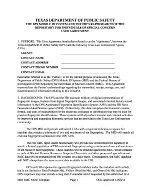 Fillable Online dps texas MID RISC User Agreement (PDF) - dps texas Fax ...