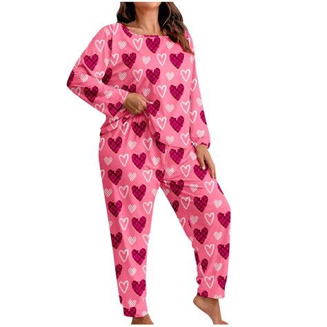 cfhntfmh Women's Plus Size Pajama Sets Long Sleeve Top Long Pants ...