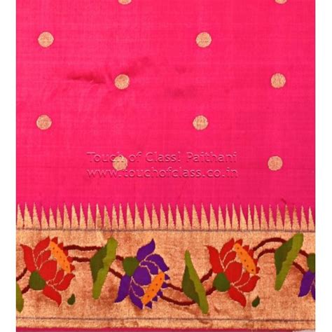 Lotus Vine Brocade Paithani Saree Magenta Pink