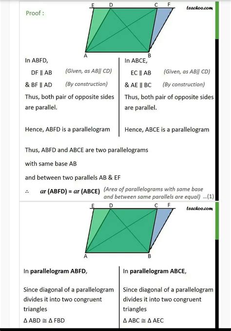 Prove that two triangles on the same base and between the same parallel ...
