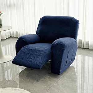 HOKIPO Premium 170gsm, Jacquard 1 Seater Recliner Sofa Cover, Navy Blue ...