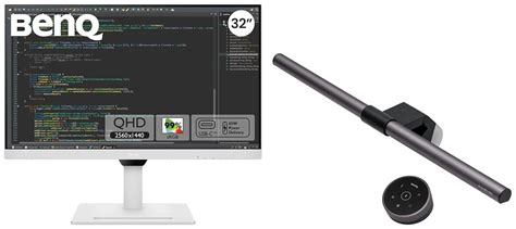 BenQ GW3290QT 32" IPS QHD Coding Monitor - ScreenBar Halo Monitor Light ...