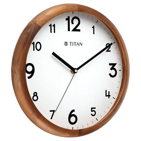 Buy Online Titan Wooden Wall Clock White Dial and Silent Sweep - 30 cm ...