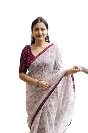 Buy WiMO ready to wear 1 minute Worli print georgette saree with ...