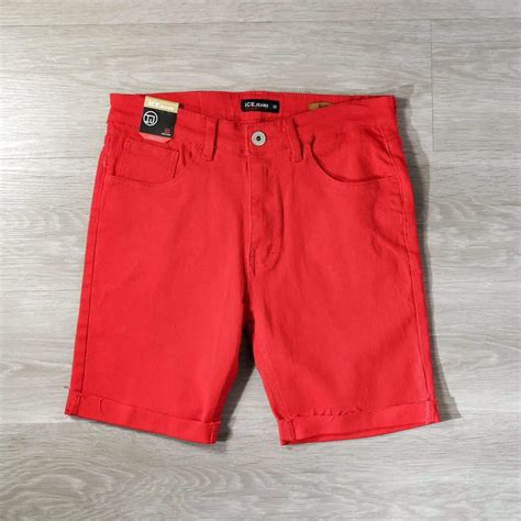 Plain Red Denim Shorts #5349 | Fi Clothing Store