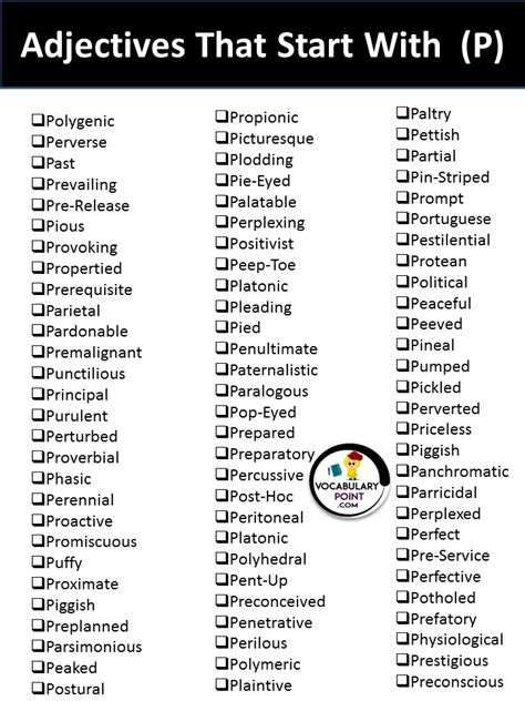 Adjectives That Start With P - Vocabulary Point