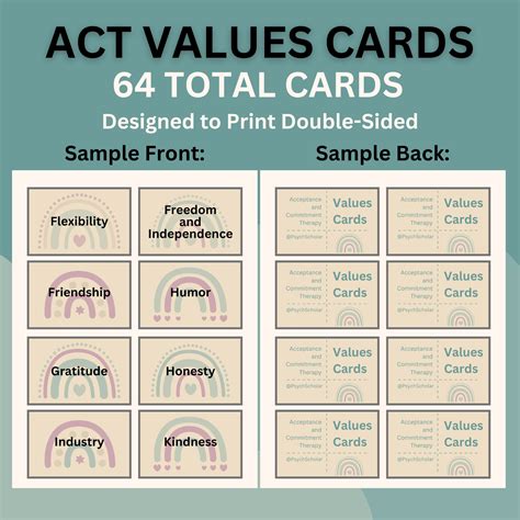 ACT Values Sorting Flash Cards (64): Acceptance and Commitment Therapy ...
