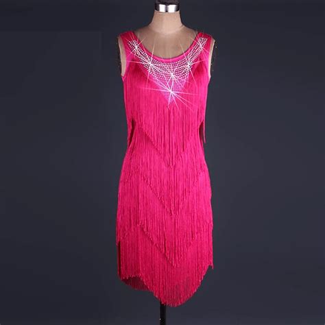 Dance Salsa Latin Dance Dress Crystal / Rhinestone Ruffles Women's ...