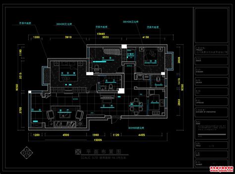 家装CAD图纸[05],现代风格4室2厅CAD施工图全套附效果图-齐生设计职业学校