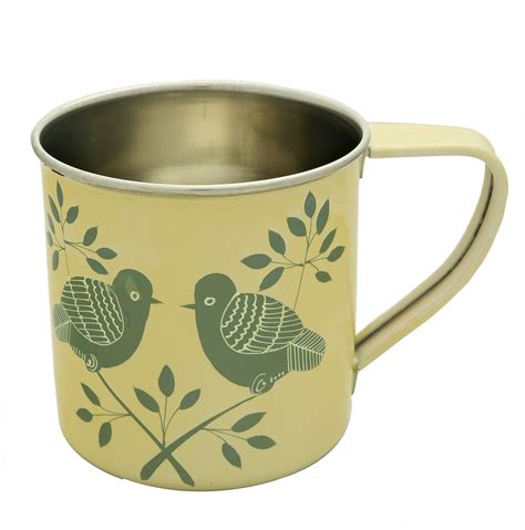 Handicraft-Palace" Cream & Grey 3D Bird Floral Hand Painted Coffee Mug ...