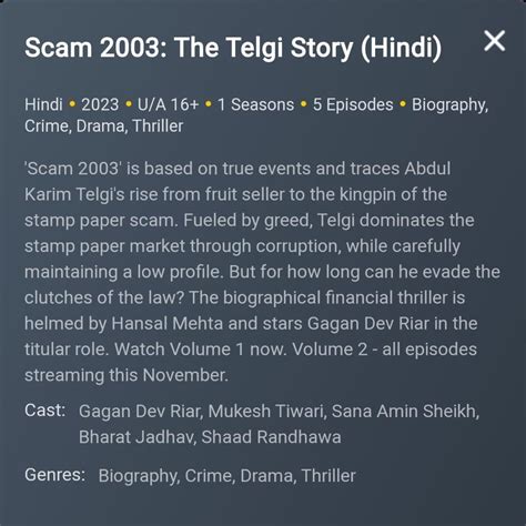 Scam 2003 The Telgi Story Volume 2 Release Date Revealed