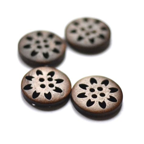 Bouton bois rond fleur incrustée - A&A Patrons