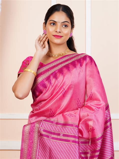 Ramyyam Women Semi Tussar Silk Saree Pink ST126
