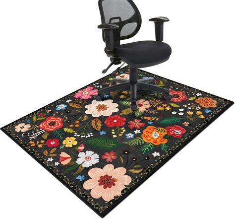 Office Chair Mat for Hardwood & Tile Floor,Boho Floral 60"x48" Office ...