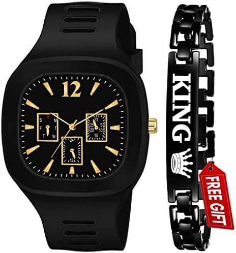 Buy DREAM VILLA Analog Rubbrs Strap and King Bracelet Combo Watch for ...