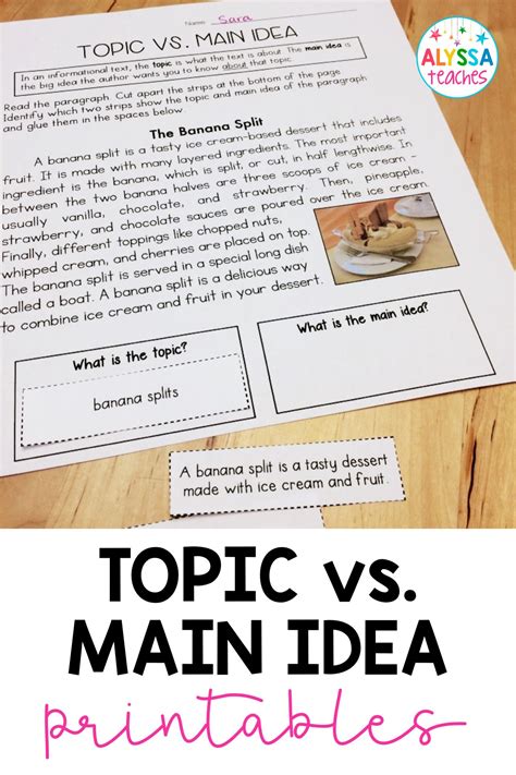 Identifying the Topic and Main Idea | Teaching, Teaching main idea, 4th grade reading