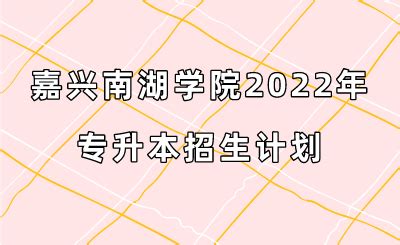 嘉兴南湖学院2022年专升本招生计划 - 杭州专升本