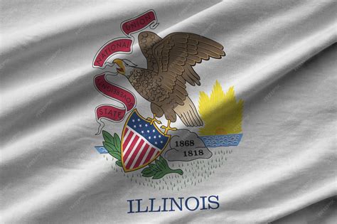 Premium Photo | Illinois us state flag with big folds waving close up ...