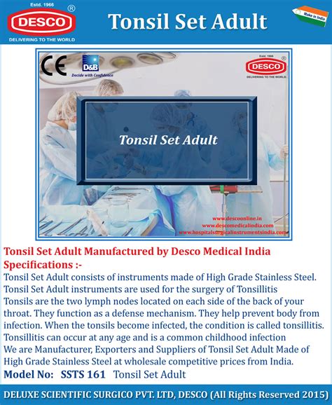 Adult Tonsil Sets - Manufacturers, Exporters & Suppliers India