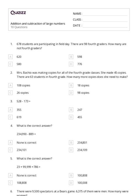 Addition and Subtraction Patterns 4th Grade 的图像结果