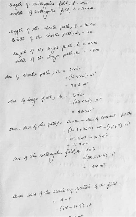 A rectangular field of the size 30m x 25m, Two paths run parallel to ...