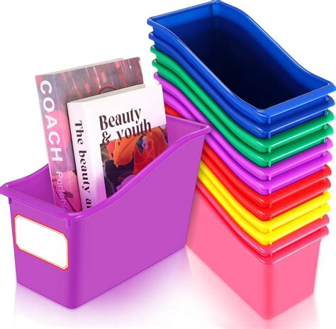 Amazon.com : Teling Plastic Book Bins Bulk for Classroom Interlocking ...