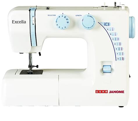Usha Janome Excella Automatic Zig-Zag Sewing Machine (White/Blue ...