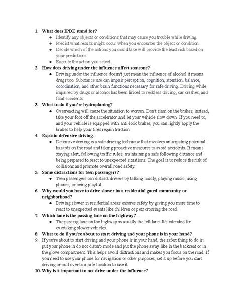 Questions for drivers ed - What does IPDE stand for? Identify any ...