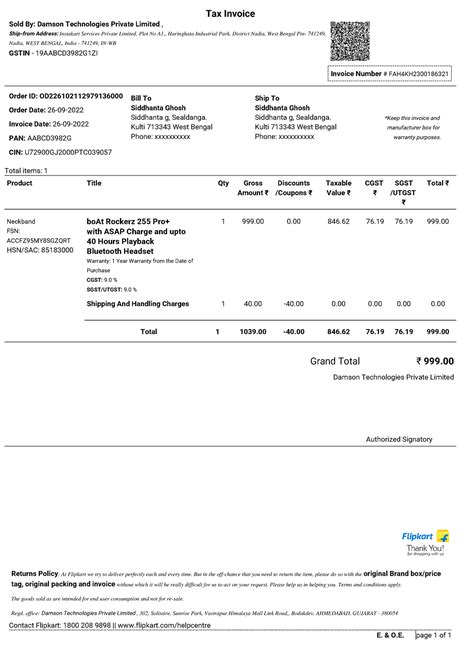 OD226102112979136000-1 - E. & O. page 1 of 1 *Keep this invoice and ...