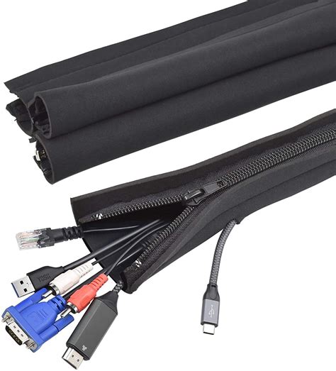 YOSH Cable Tidy Wire Sleeves with Zippers, Cable Management Sleeves ...