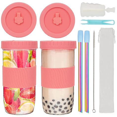 Buy 2 Pack Reusable Boba Cup Bubble Tea Cups, 24 OZ Boba Tea Cup Boba ...