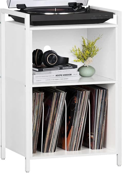 Amazon.com: YAHARBO Turntable Stand, Record Player 3-Shelf White Vinyl ...