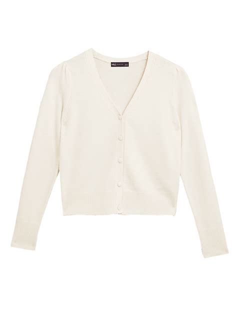 Buy Cotton V-Neck Button Front Cardigan at Marks & Spencer