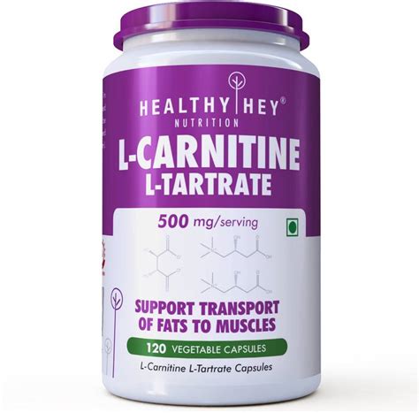 HealthyHey Nutrition L-Carnitine & L-Tartrate (LCLT) 500mg - Support ...