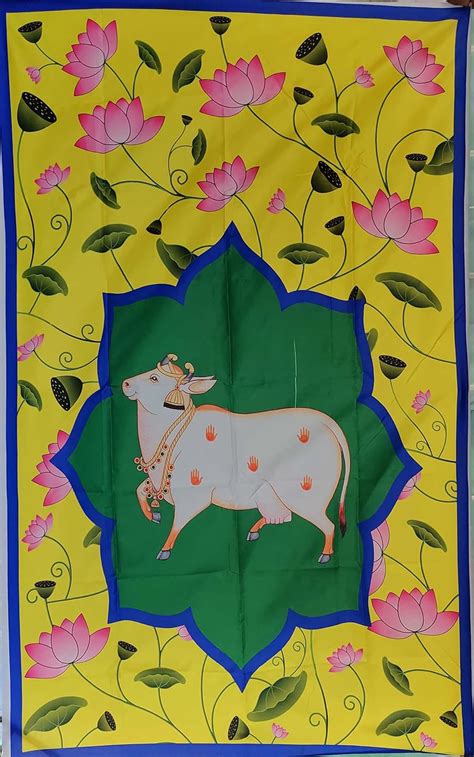 Buy Zeonely Mart gomatha backdrop | yellow cloth Cow (Gomaatha ...