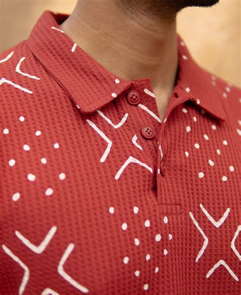 Brick Red Printed Polo T-Shirt – Powerlook