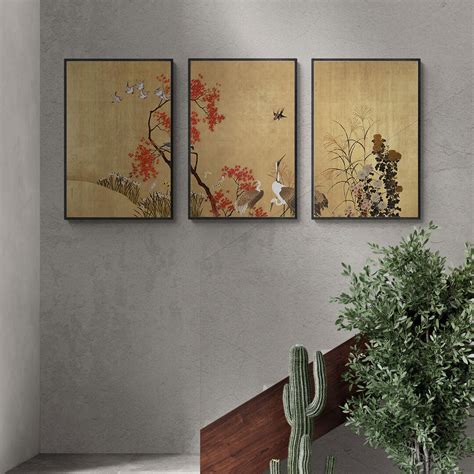 Buy Japanese crane and the Golden Hour Set of Three Painting Online at ...