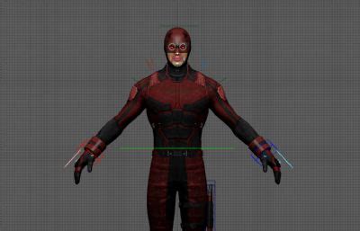 Daredevil夜魔侠,超胆侠maya模型,带绑定,科幻角色,动画角色,3d模型下载,3D模型网,maya模型免费下载,摩尔网