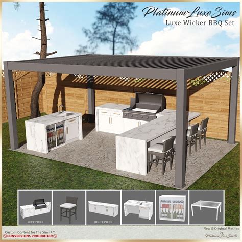 Luxe Wicker BBQ Set | PlatinumLuxeSims | Sims 4, Sims 4 kitchen, Sims 4 ...