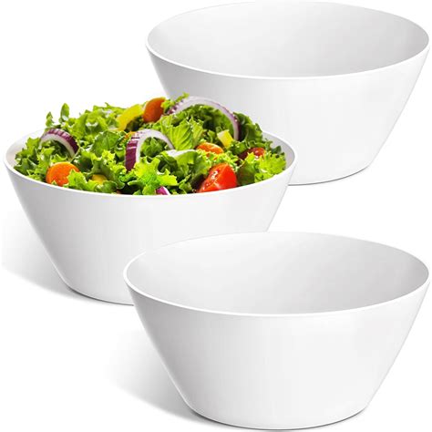 Amazon.com | VnkloMes 10 inch Large Salad Bowls, White Serving Bowls ...